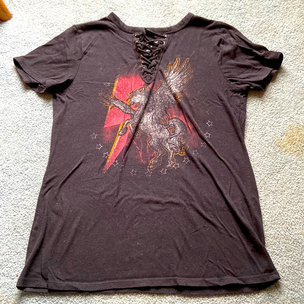 Arizona Jean Co. unicorn tshirt, black, juniors size medium